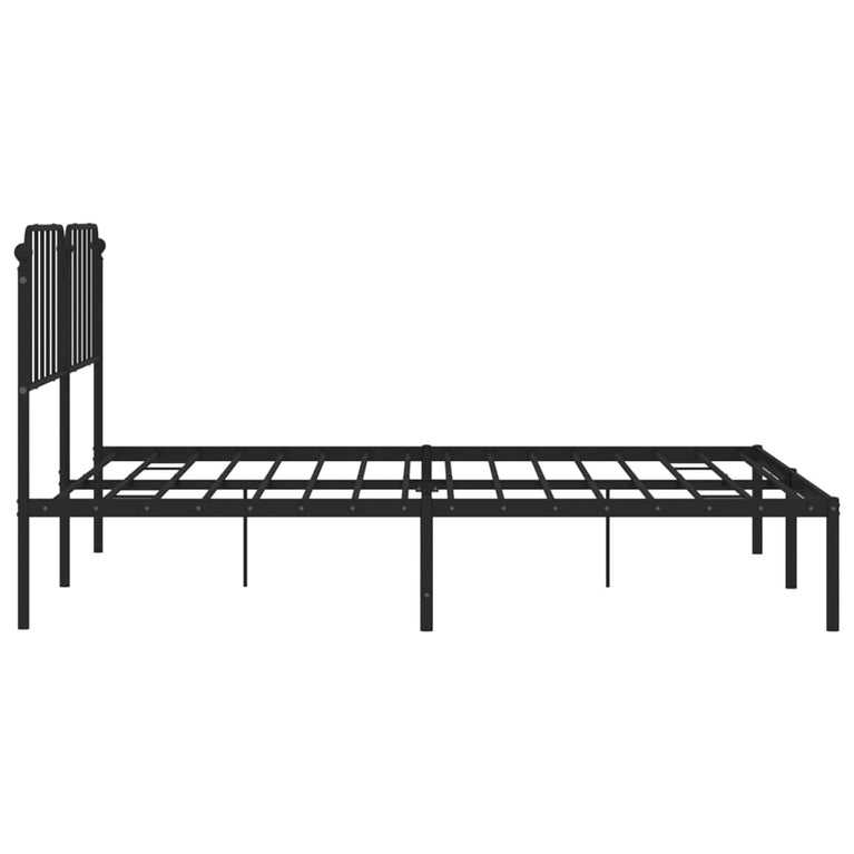 Bedframe met hoofdbord metaal zwart 180x200 cm