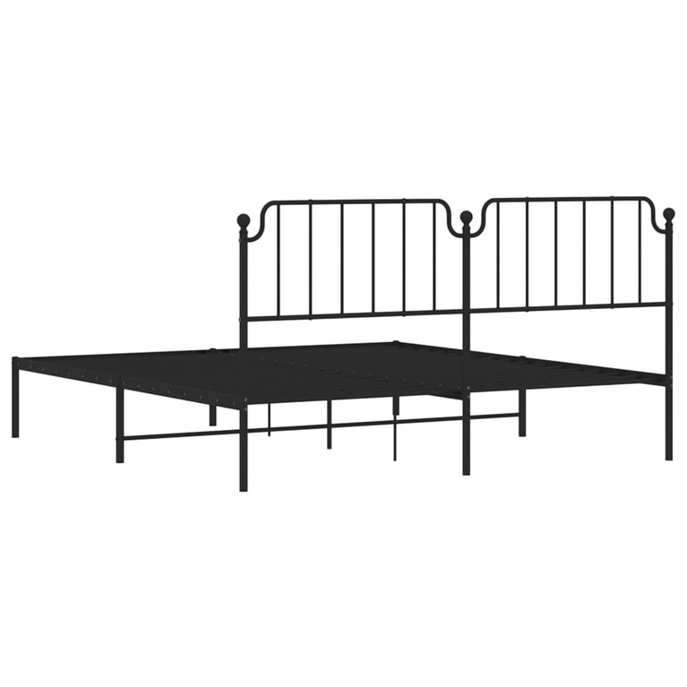 Bedframe met hoofdbord metaal zwart 180x200 cm