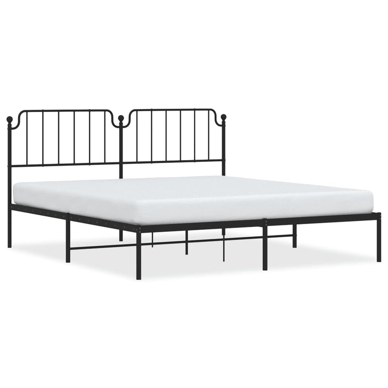Bedframe met hoofdbord metaal zwart 183x213 cm