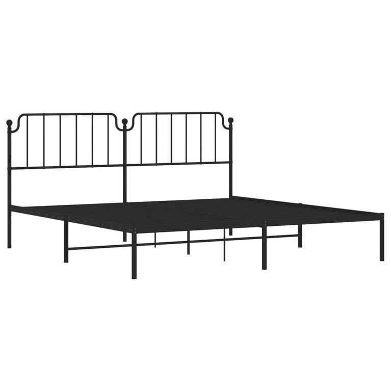 Bedframe met hoofdbord metaal zwart 193x203 cm