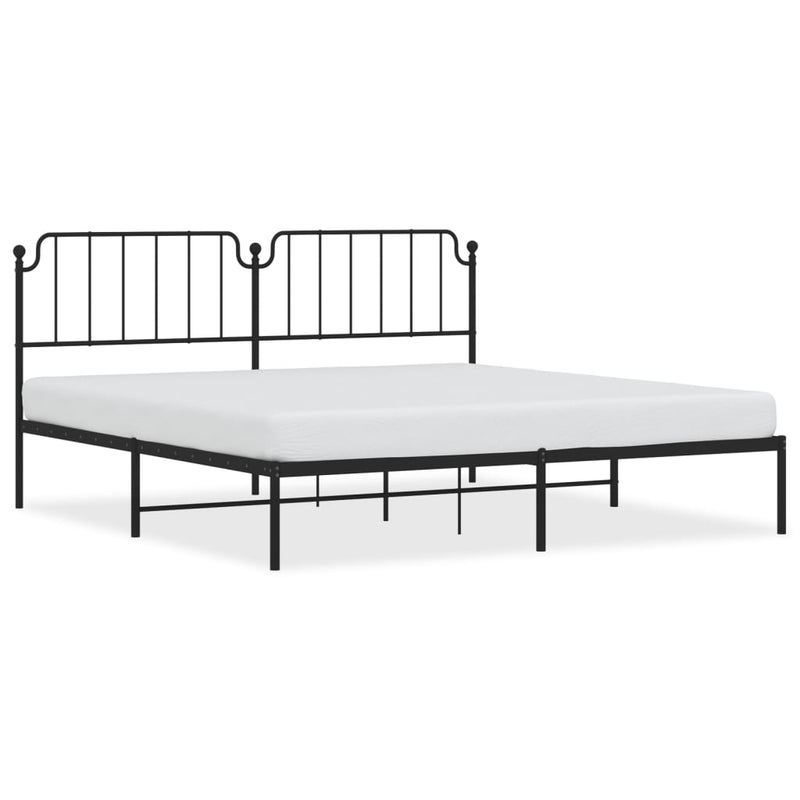 Bedframe met hoofdbord metaal zwart 200x200 cm