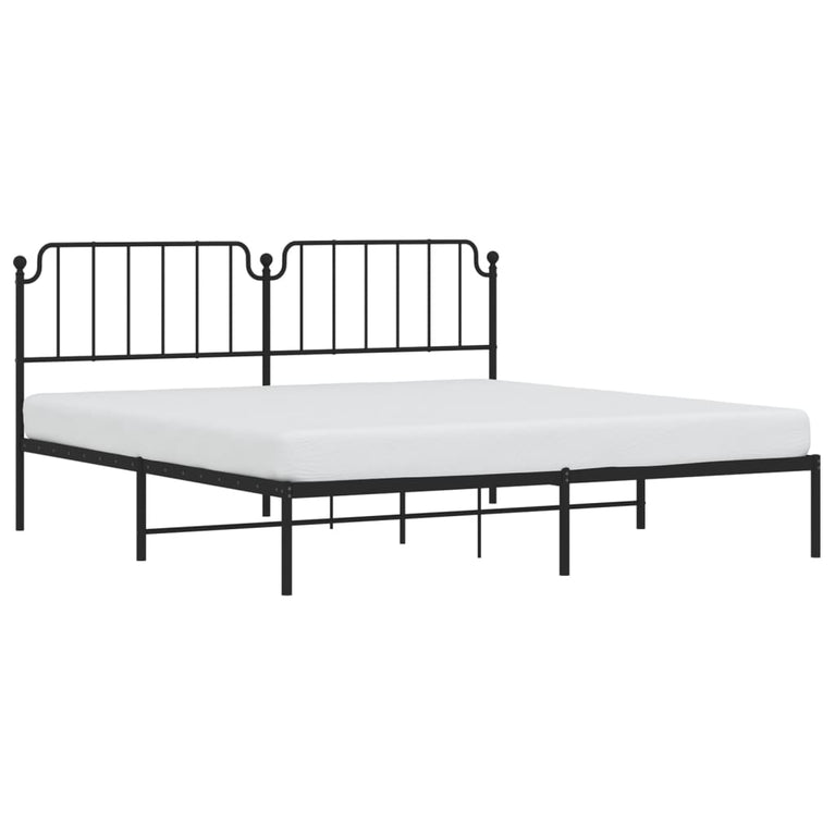 Bedframe met hoofdbord metaal zwart 200x200 cm