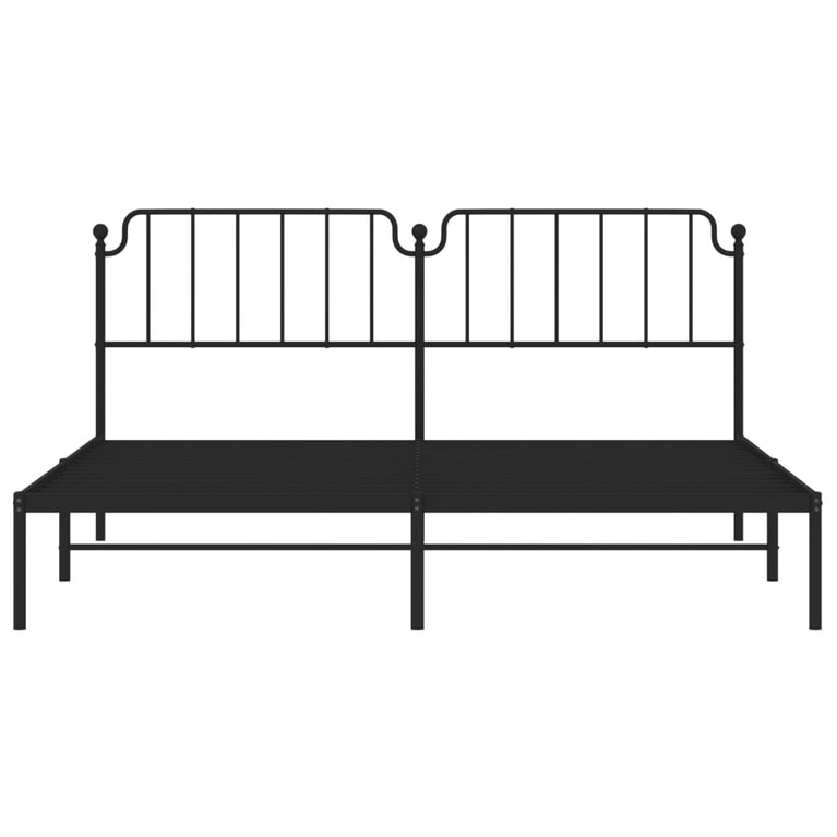 Bedframe met hoofdbord metaal zwart 200x200 cm
