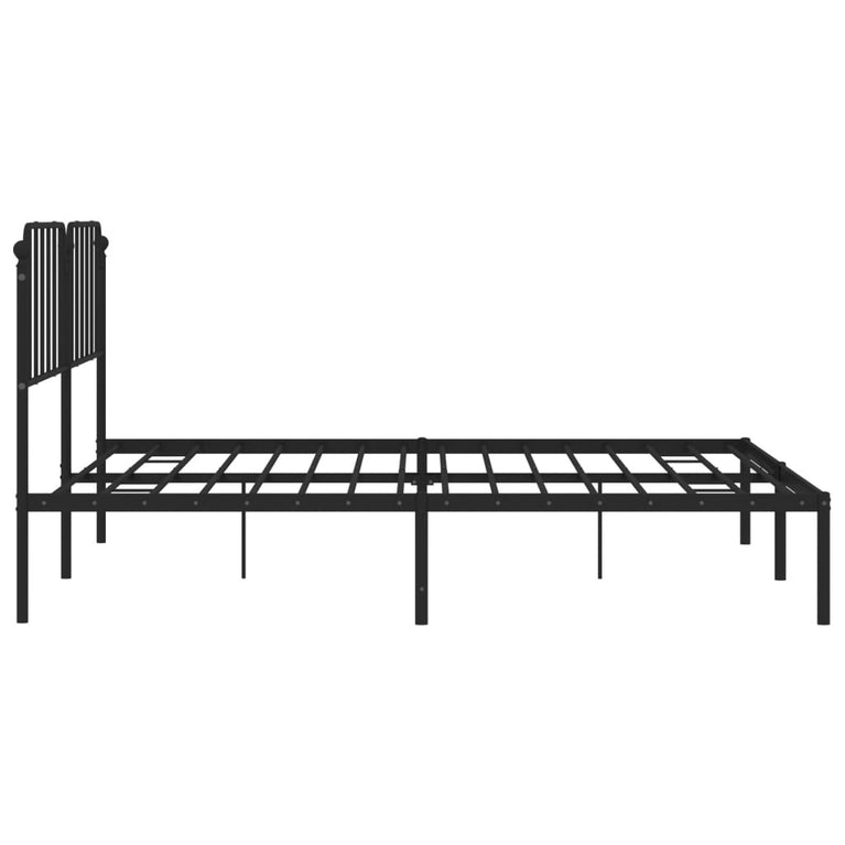 Bedframe met hoofdbord metaal zwart 200x200 cm