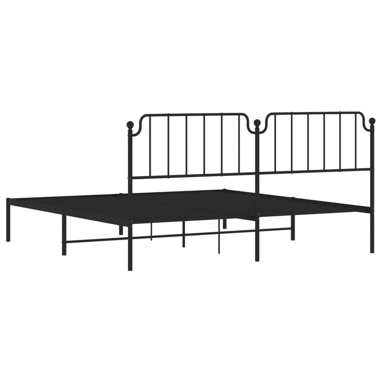 Bedframe met hoofdbord metaal zwart 200x200 cm