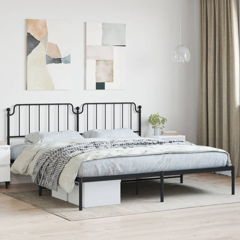 Bedframe met hoofdbord metaal zwart 200x200 cm
