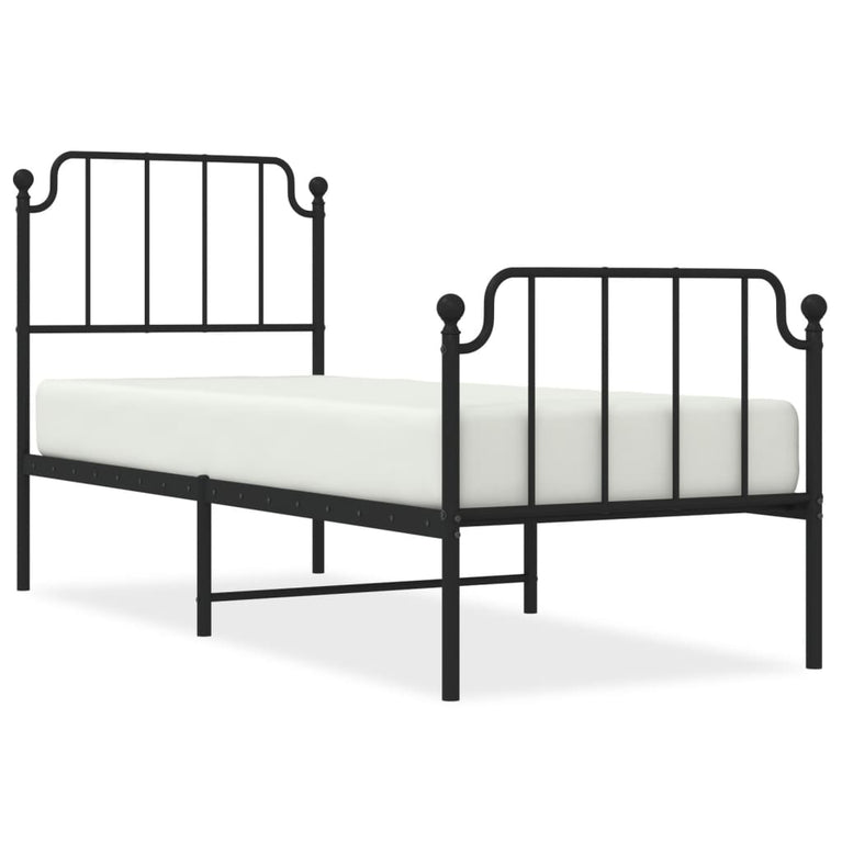 Bedframe met hoofd- en voeteneinde metaal zwart 80x200 cm