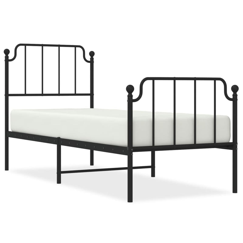 Bedframe met hoofd- en voeteneinde metaal zwart 80x200 cm
