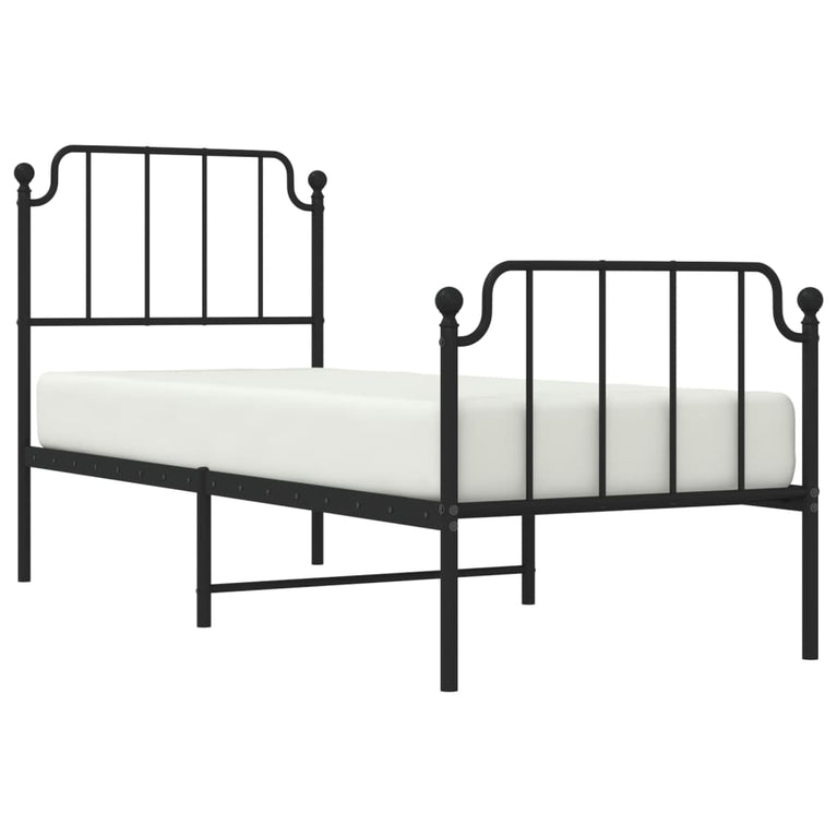 Bedframe met hoofd- en voeteneinde metaal zwart 80x200 cm