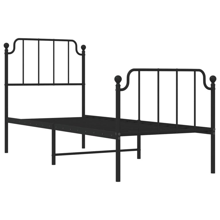 Bedframe met hoofd- en voeteneinde metaal zwart 80x200 cm