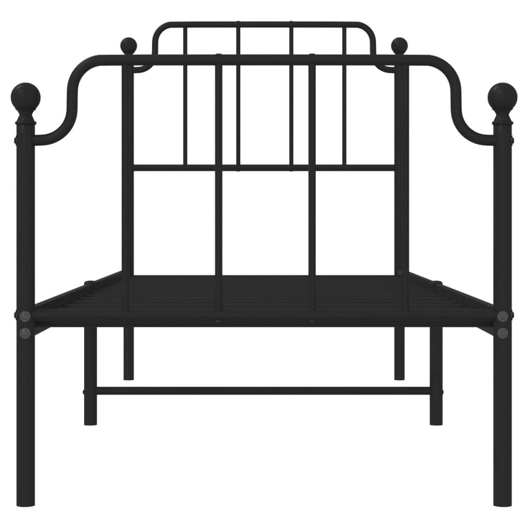 Bedframe met hoofd- en voeteneinde metaal zwart 80x200 cm