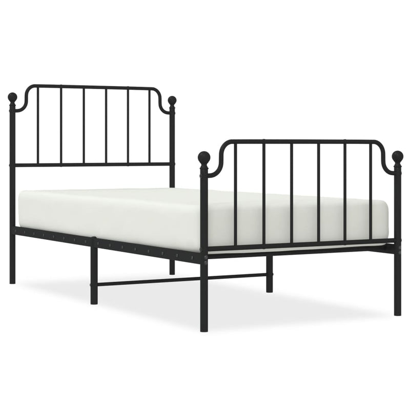Bedframe met hoofd- en voeteneinde metaal zwart 90x190 cm