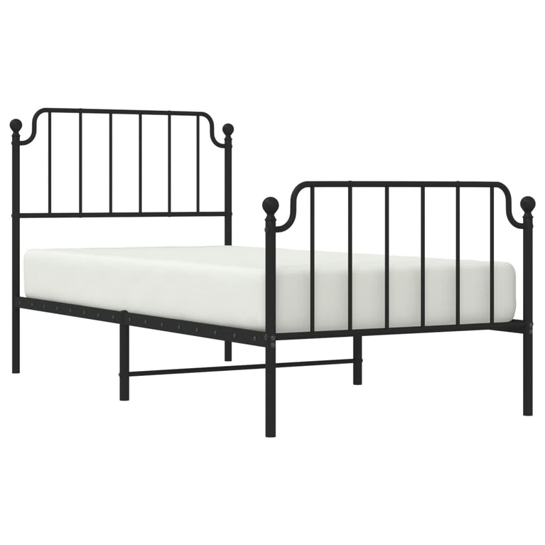 Bedframe met hoofd- en voeteneinde metaal zwart 90x190 cm