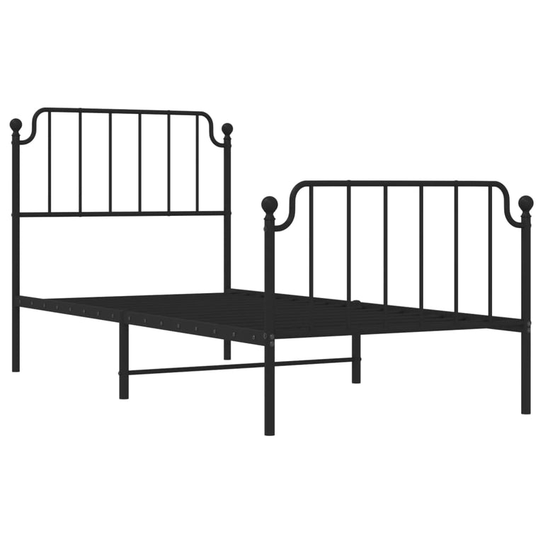 Bedframe met hoofd- en voeteneinde metaal zwart 90x190 cm