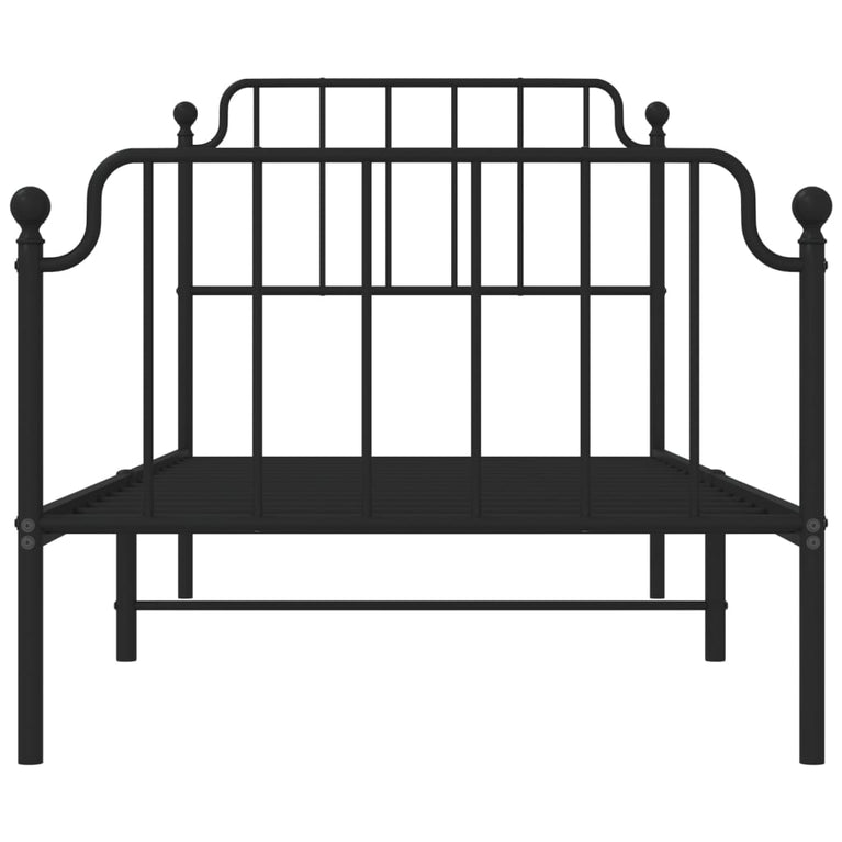 Bedframe met hoofd- en voeteneinde metaal zwart 90x190 cm