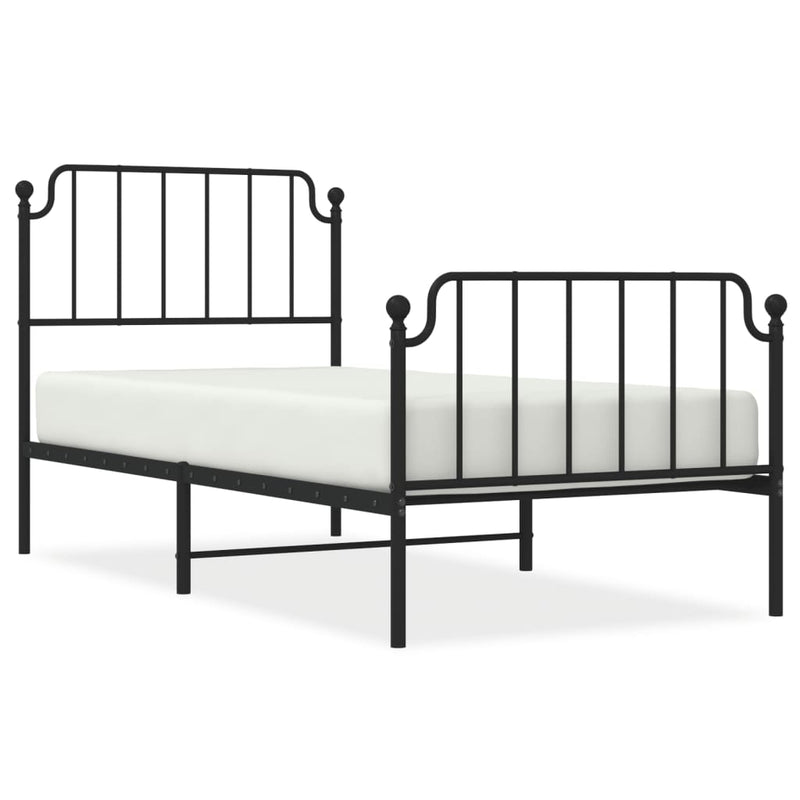 Bedframe met hoofd- en voeteneinde metaal zwart 90x200 cm