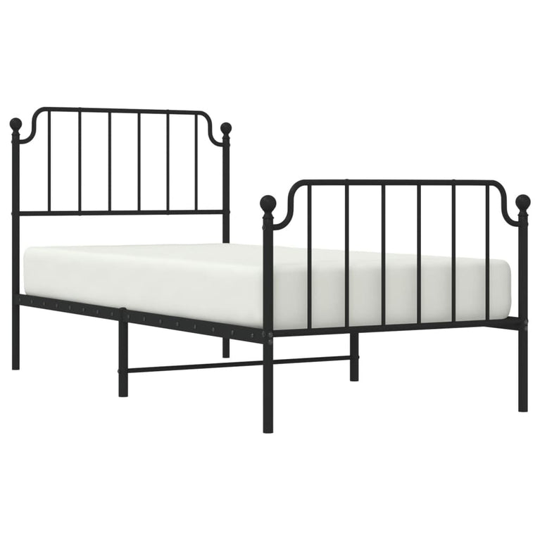 Bedframe met hoofd- en voeteneinde metaal zwart 90x200 cm
