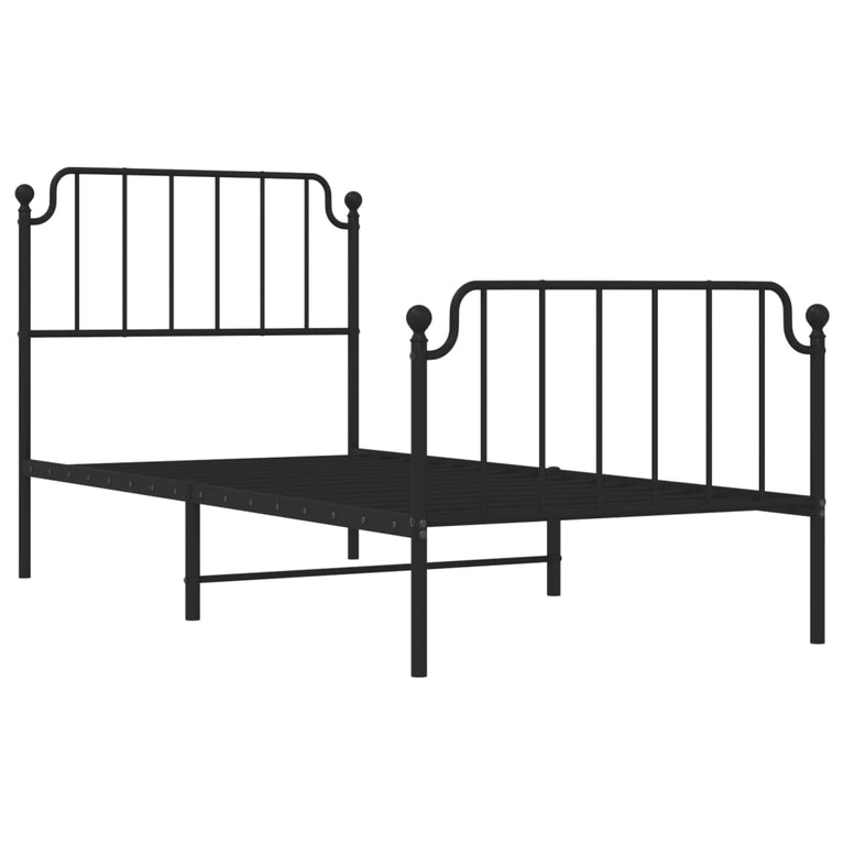 Bedframe met hoofd- en voeteneinde metaal zwart 90x200 cm