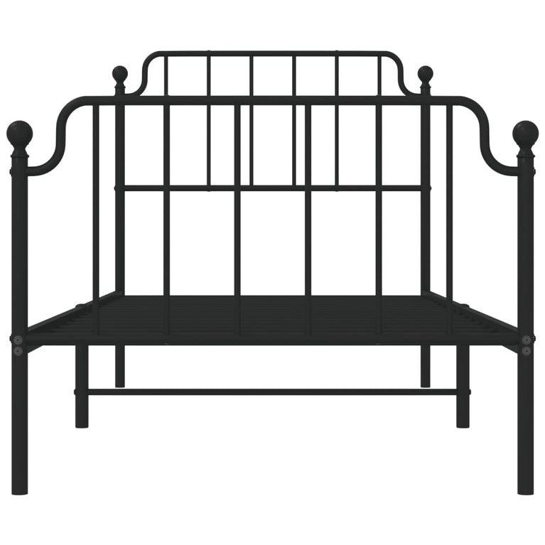 Bedframe met hoofd- en voeteneinde metaal zwart 90x200 cm