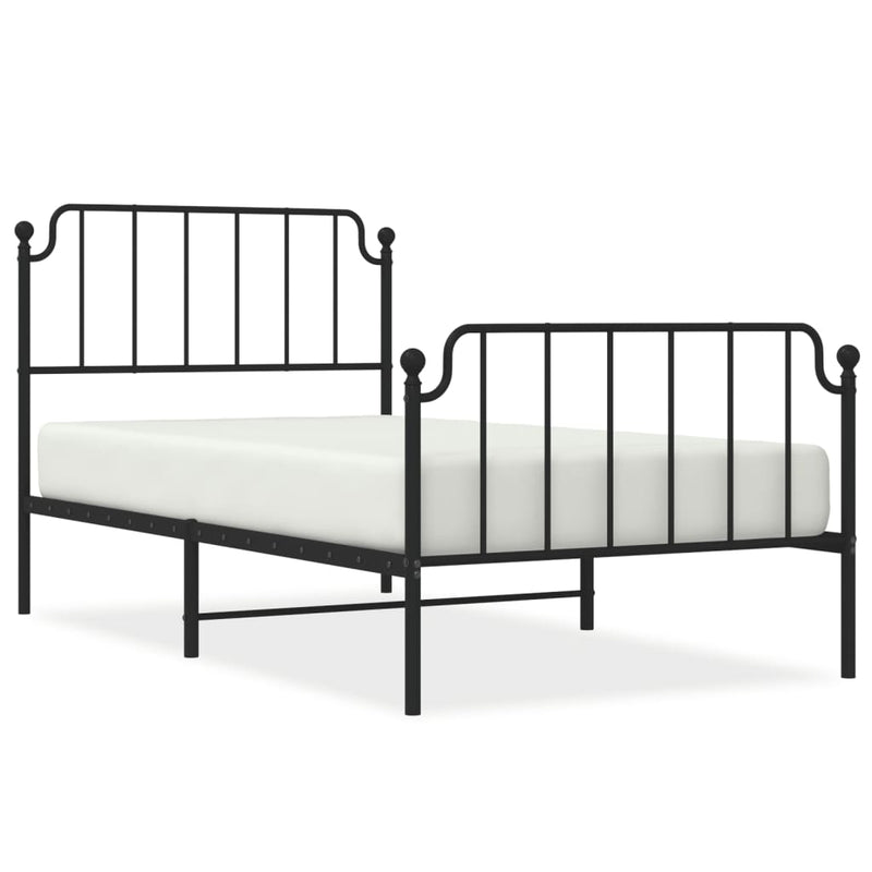 Bedframe met hoofd- en voeteneinde metaal zwart 100x190 cm