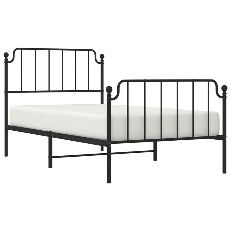 Bedframe met hoofd- en voeteneinde metaal zwart 100x190 cm