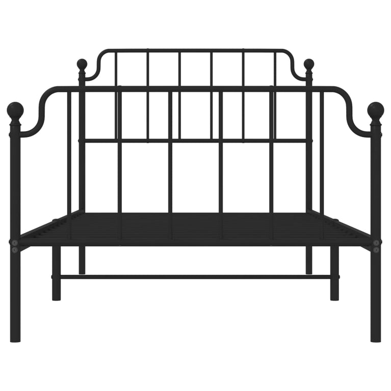 Bedframe met hoofd- en voeteneinde metaal zwart 100x190 cm