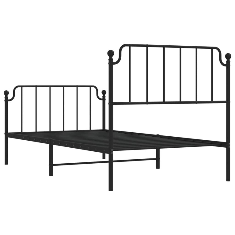 Bedframe met hoofd- en voeteneinde metaal zwart 100x190 cm