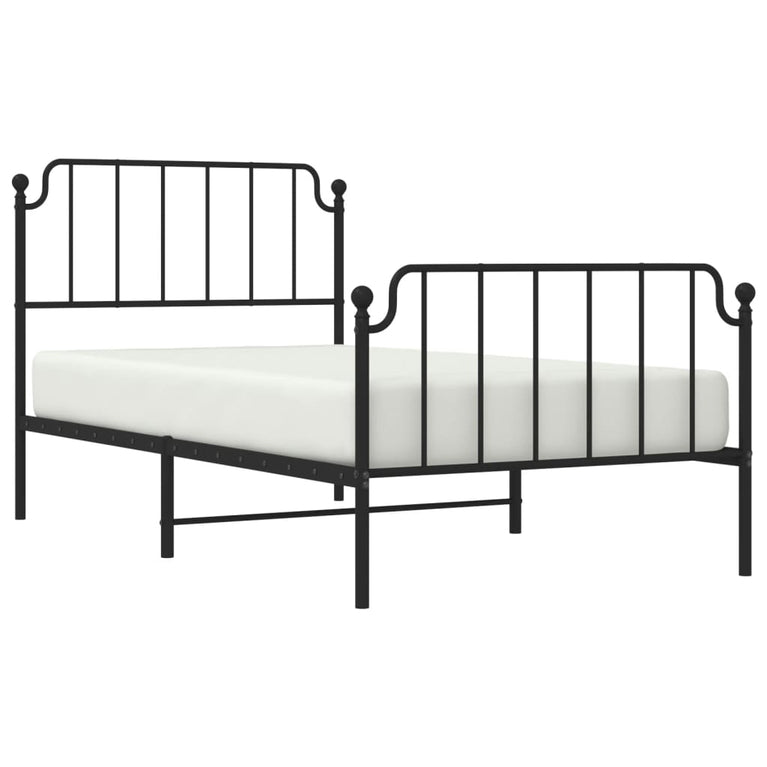 Bedframe met hoofd- en voeteneinde metaal zwart 100x200 cm