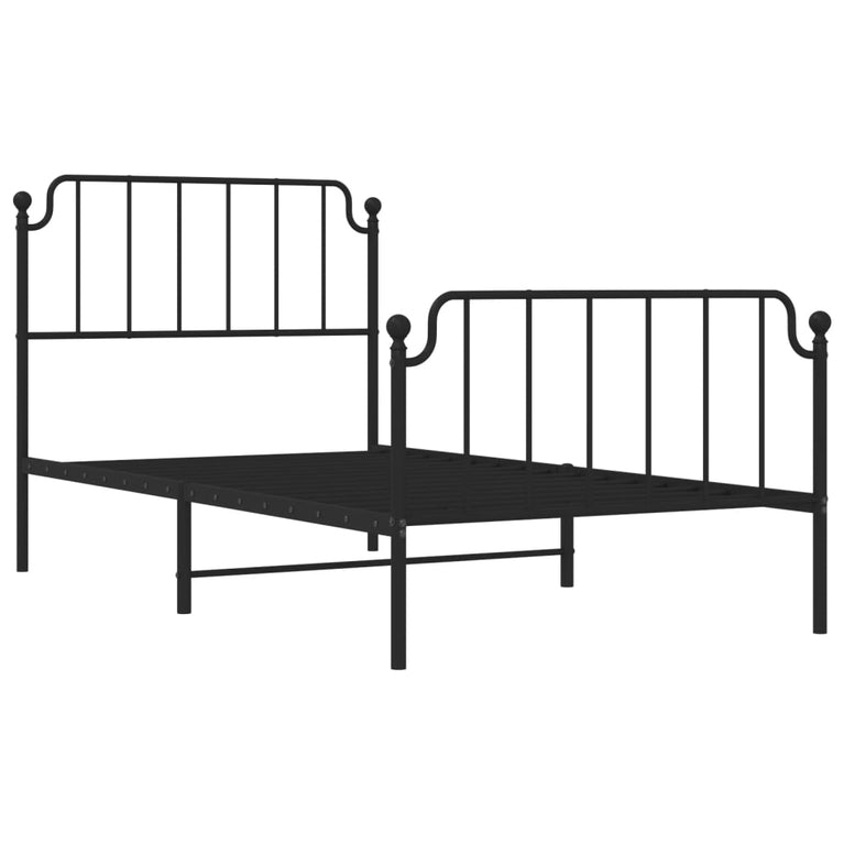 Bedframe met hoofd- en voeteneinde metaal zwart 100x200 cm
