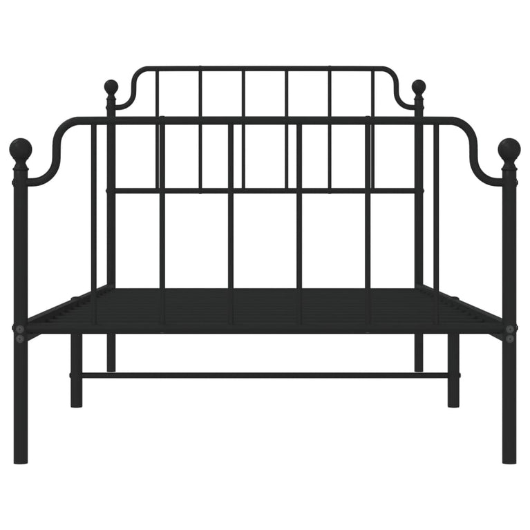 Bedframe met hoofd- en voeteneinde metaal zwart 100x200 cm