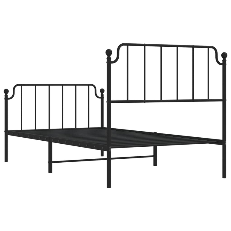 Bedframe met hoofd- en voeteneinde metaal zwart 100x200 cm