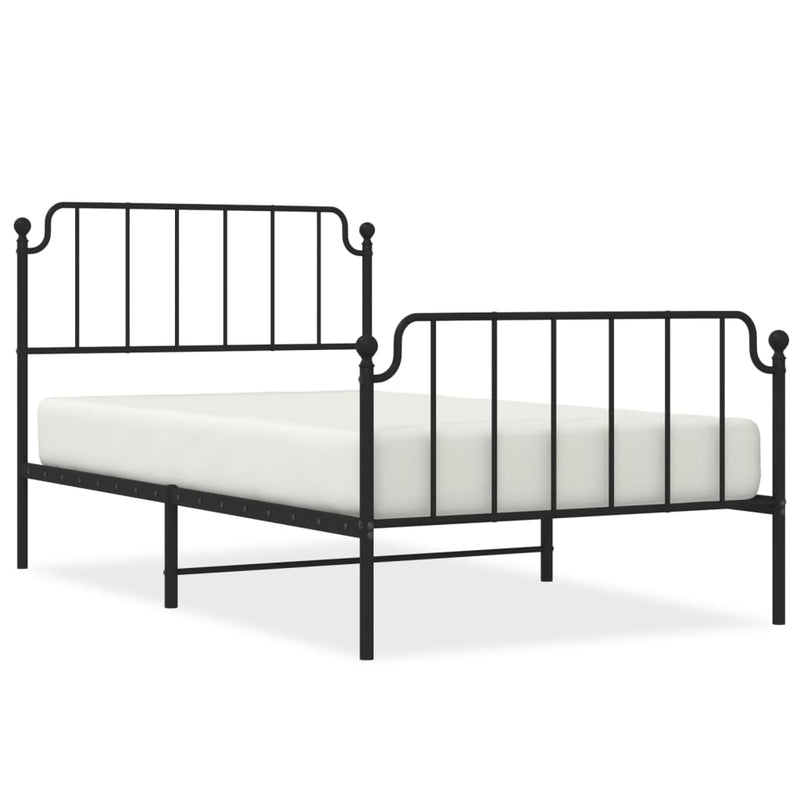Bedframe met hoofd- en voeteneinde metaal zwart 107x203 cm