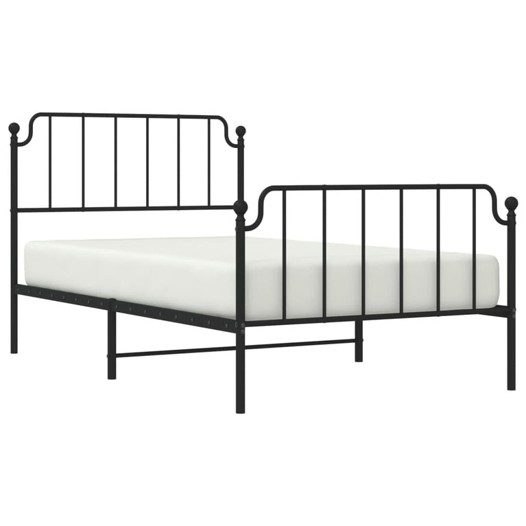 Bedframe met hoofd- en voeteneinde metaal zwart 107x203 cm