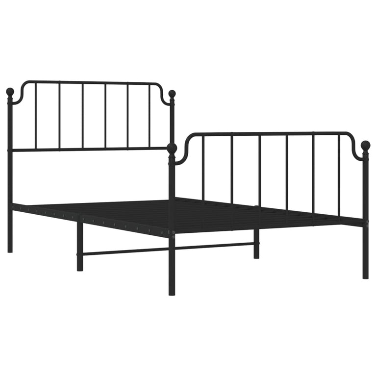 Bedframe met hoofd- en voeteneinde metaal zwart 107x203 cm