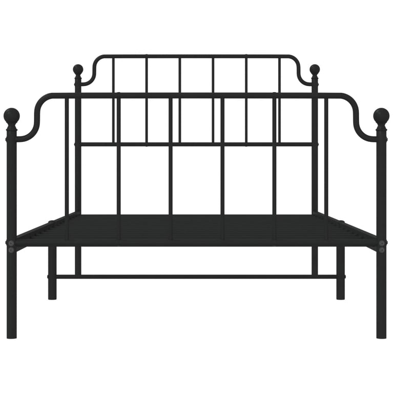 Bedframe met hoofd- en voeteneinde metaal zwart 107x203 cm