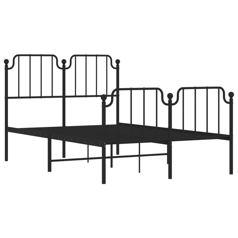 Bedframe met hoofd- en voeteneinde metaal zwart 120x190 cm
