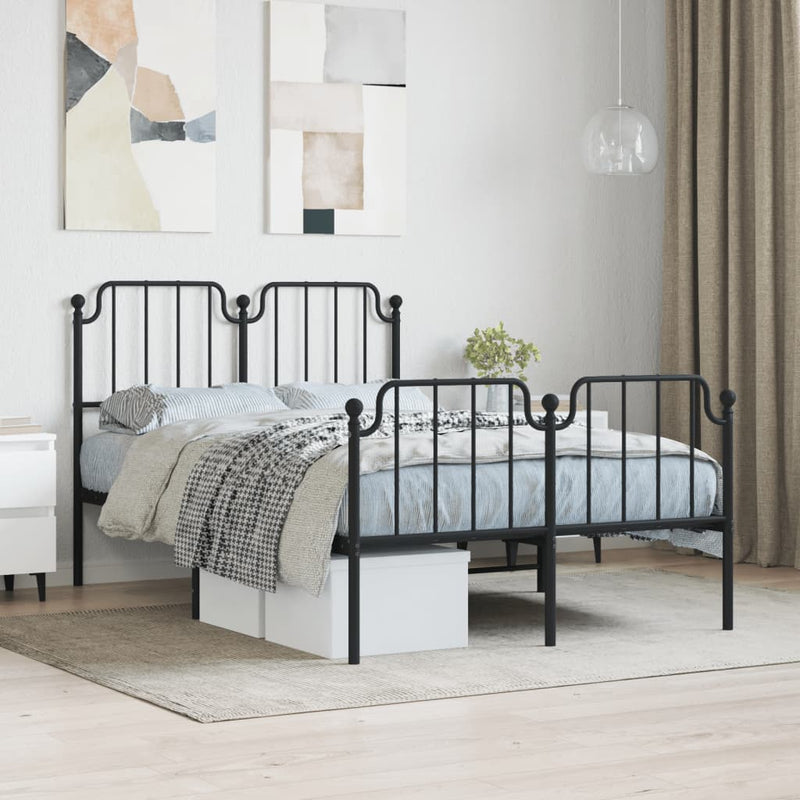 Bedframe met hoofd- en voeteneinde metaal zwart 120x190 cm