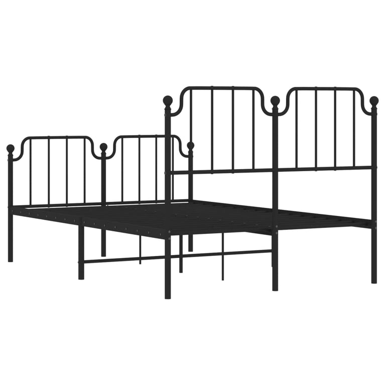 Bedframe met hoofd- en voeteneinde metaal zwart 120x200 cm