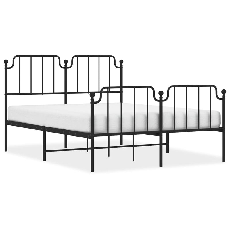 Bedframe met hoofd- en voeteneinde metaal zwart 140x200 cm