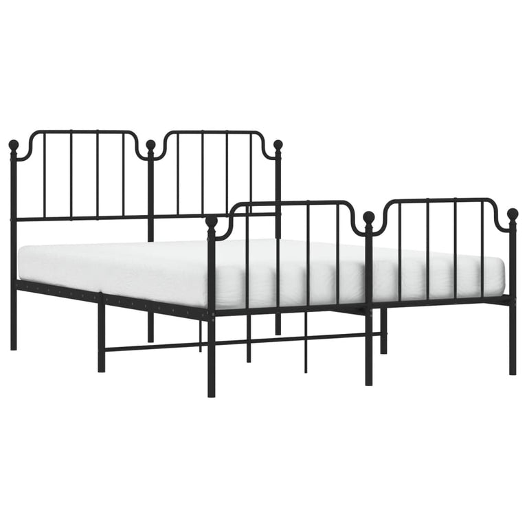 Bedframe met hoofd- en voeteneinde metaal zwart 140x200 cm
