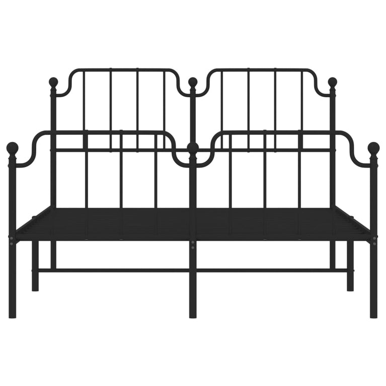 Bedframe met hoofd- en voeteneinde metaal zwart 140x200 cm