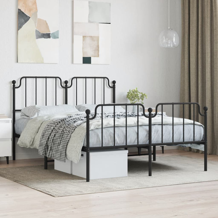 Bedframe met hoofd- en voeteneinde metaal zwart 140x200 cm