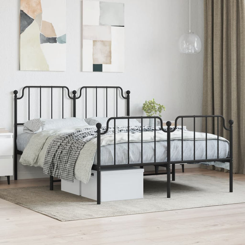 Bedframe met hoofd- en voeteneinde metaal zwart 140x200 cm