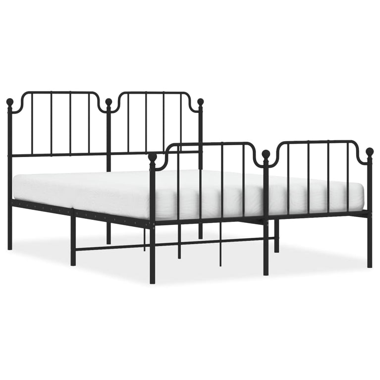 Bedframe met hoofd- en voeteneinde metaal zwart 150x200 cm