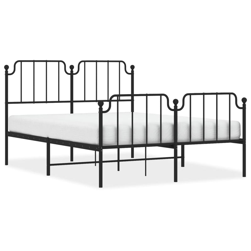 Bedframe met hoofd- en voeteneinde metaal zwart 150x200 cm