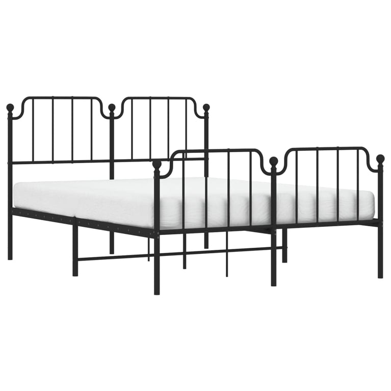 Bedframe met hoofd- en voeteneinde metaal zwart 150x200 cm