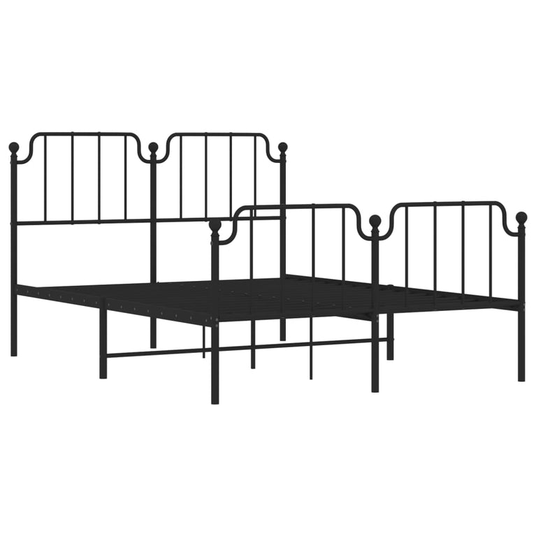 Bedframe met hoofd- en voeteneinde metaal zwart 150x200 cm