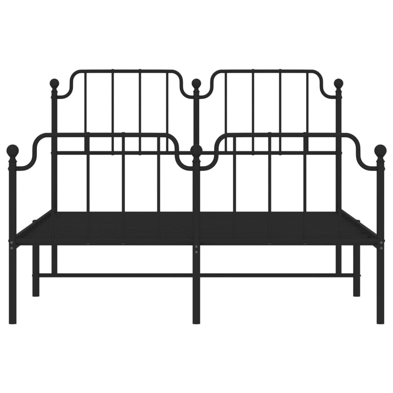 Bedframe met hoofd- en voeteneinde metaal zwart 150x200 cm