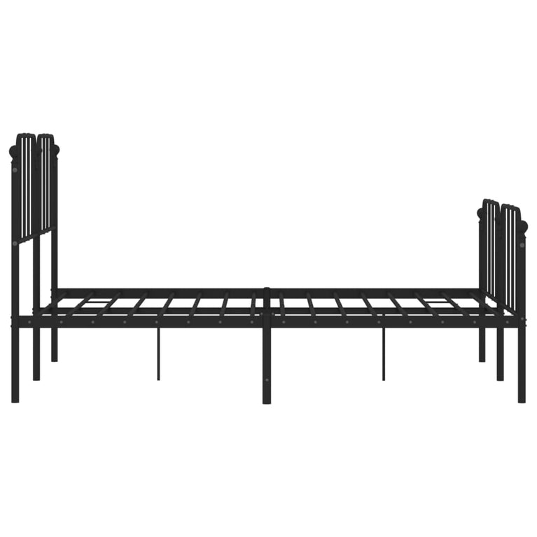 Bedframe met hoofd- en voeteneinde metaal zwart 150x200 cm