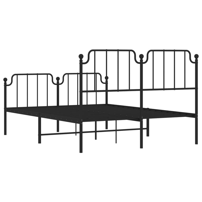 Bedframe met hoofd- en voeteneinde metaal zwart 150x200 cm